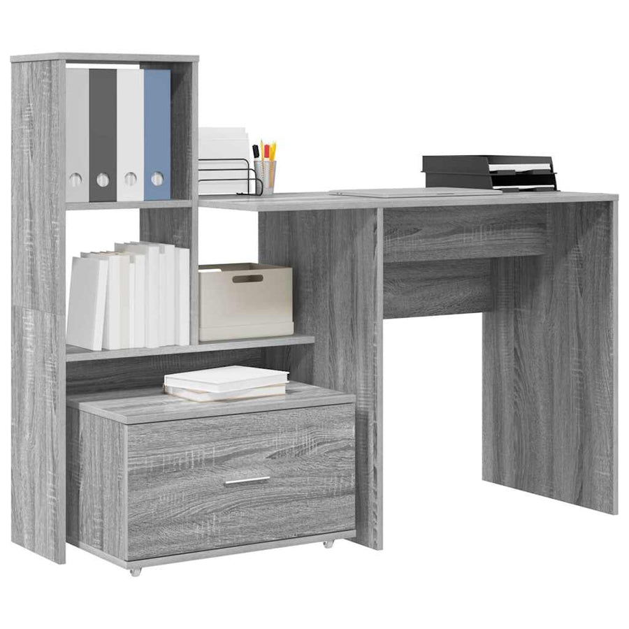 Bureau met lade Grijs sonoma 131,5 x 50 x 106,5 cm Bewerkt hout
