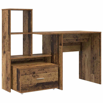 Bureau met lade met plank met opslag Oud hout 131,5 x 50 x 106,5 cm Bewerkt hout