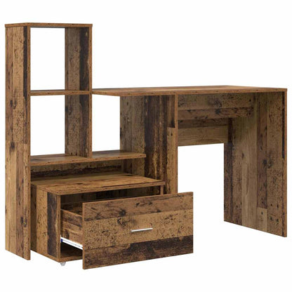 Bureau met lade met plank met opslag Oud hout 131,5 x 50 x 106,5 cm Bewerkt hout