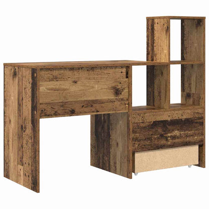 Bureau met lade met plank met opslag Oud hout 131,5 x 50 x 106,5 cm Bewerkt hout