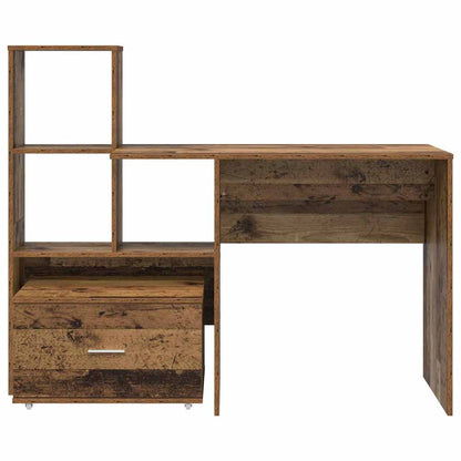 Bureau met lade met plank met opslag Oud hout 131,5 x 50 x 106,5 cm Bewerkt hout