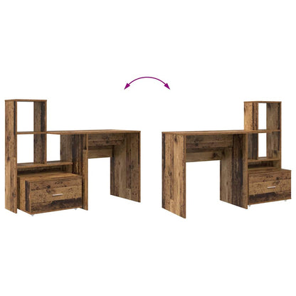 Bureau met lade met plank met opslag Oud hout 131,5 x 50 x 106,5 cm Bewerkt hout