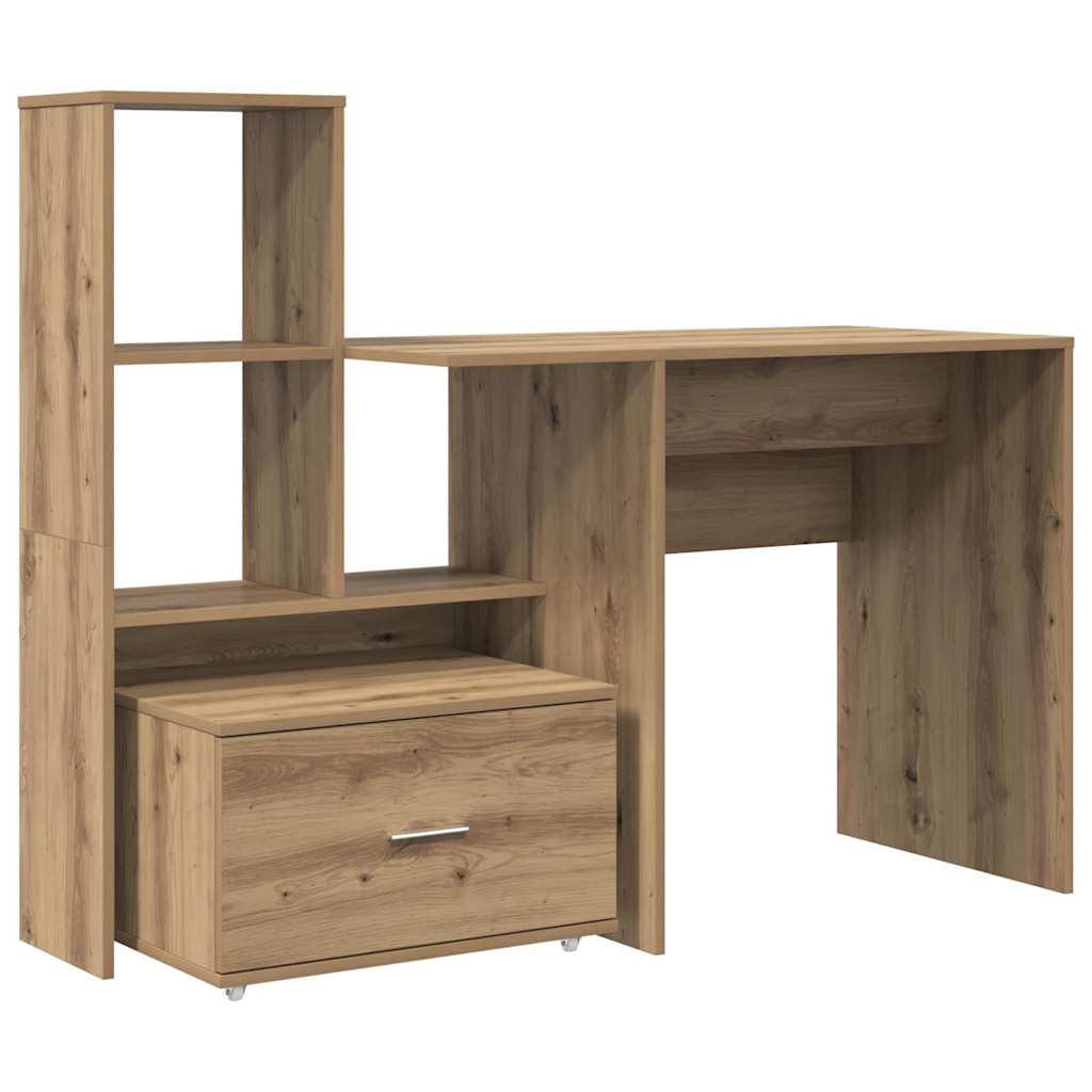 Bureau met lade met plank met opslag artisanaal eikenkleurig 131,5 x 50 x 106,5 cm