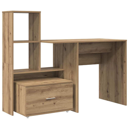 Bureau met lade met plank met opslag artisanaal eikenkleurig 131,5 x 50 x 106,5 cm