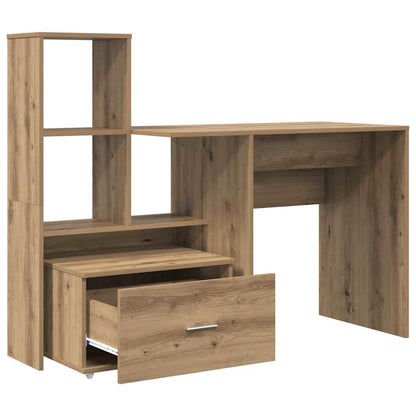 Bureau met lade met plank met opslag artisanaal eikenkleurig 131,5 x 50 x 106,5 cm
