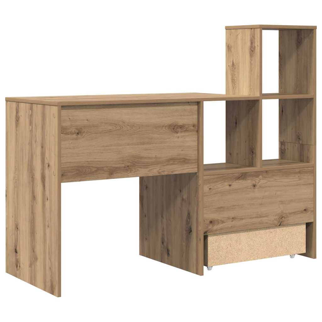 Bureau met lade met plank met opslag artisanaal eikenkleurig 131,5 x 50 x 106,5 cm