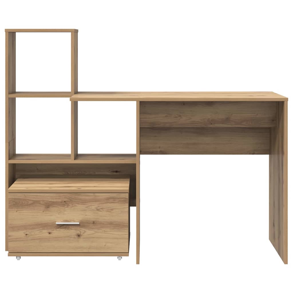 Bureau met lade met plank met opslag artisanaal eikenkleurig 131,5 x 50 x 106,5 cm