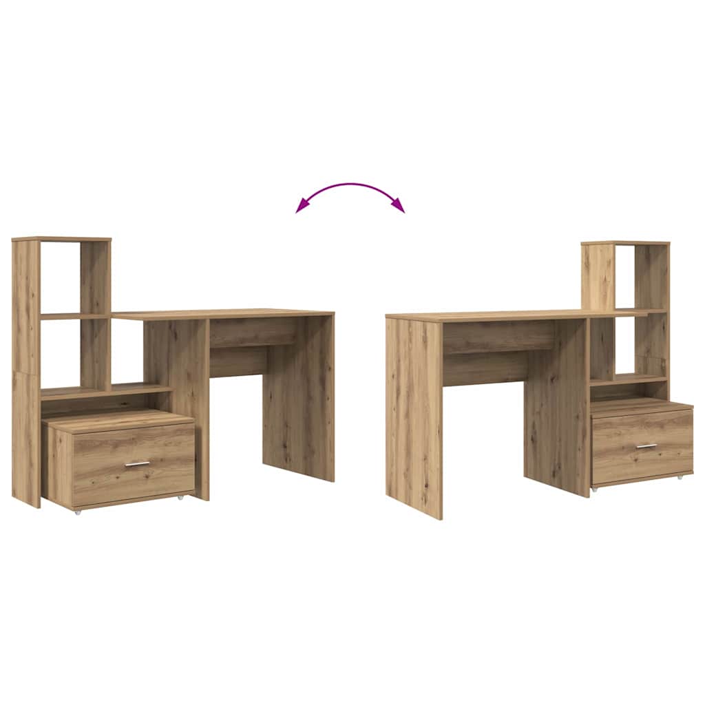 Bureau met lade met plank met opslag artisanaal eikenkleurig 131,5 x 50 x 106,5 cm