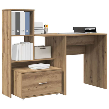 Bureau met lade met plank met opslag artisanaal eikenkleurig 131,5 x 50 x 106,5 cm