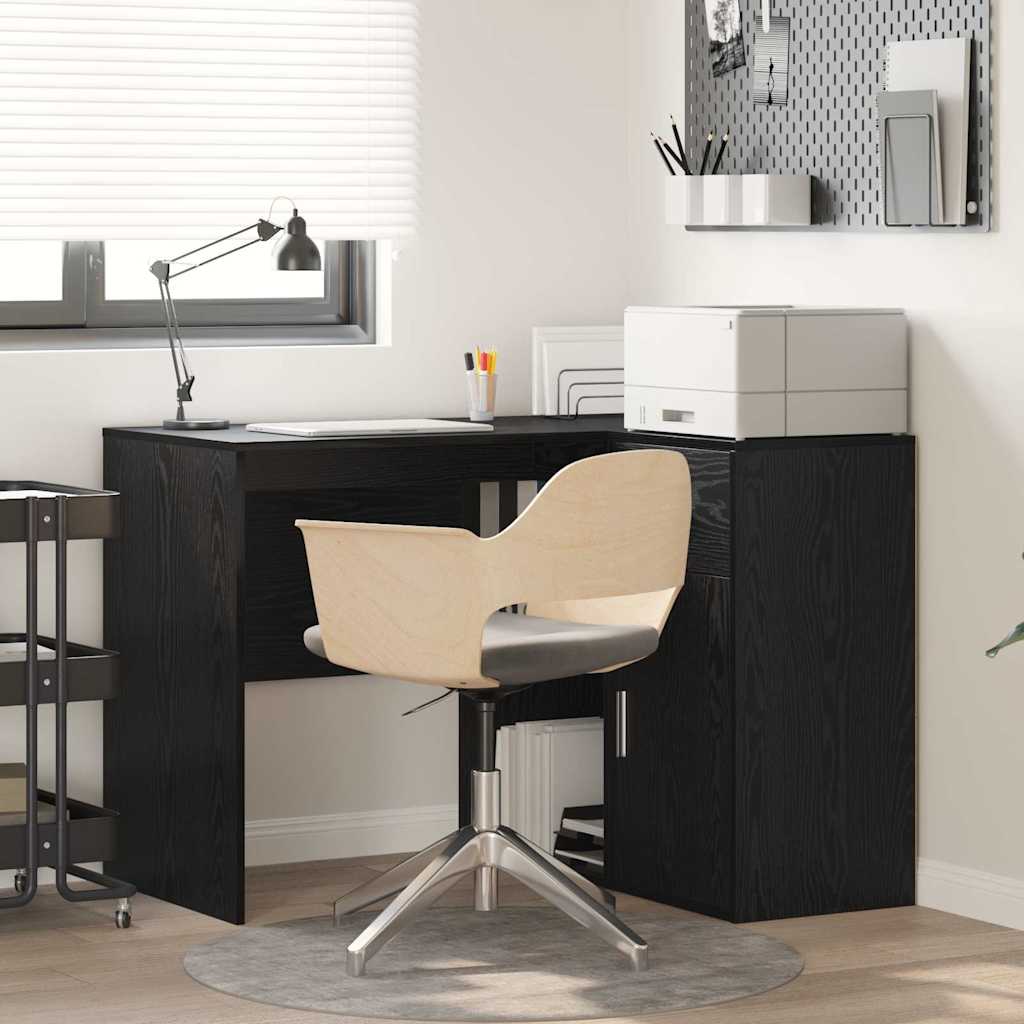 Hoekbureau met lade Zwart Eiken 102 x 88 x 75 cm