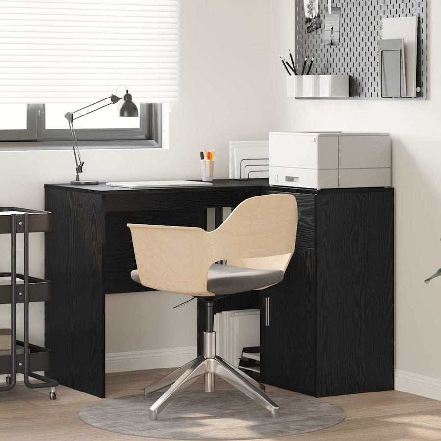 Hoekbureau met lade Zwart Eiken 102 x 88 x 75 cm