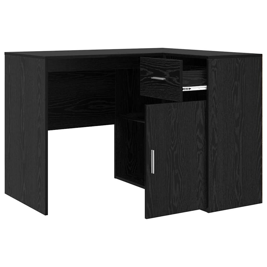 Hoekbureau met lade Zwart Eiken 102 x 88 x 75 cm