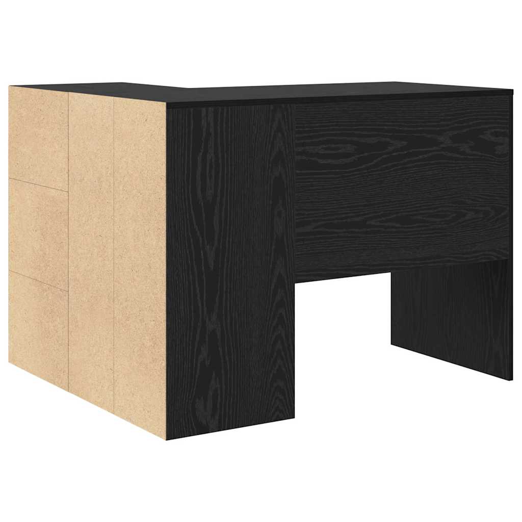 Hoekbureau met lade Zwart Eiken 102 x 88 x 75 cm