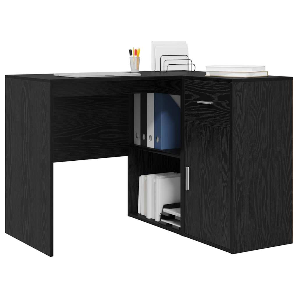 Hoekbureau met lade Zwart Eiken 102 x 88 x 75 cm