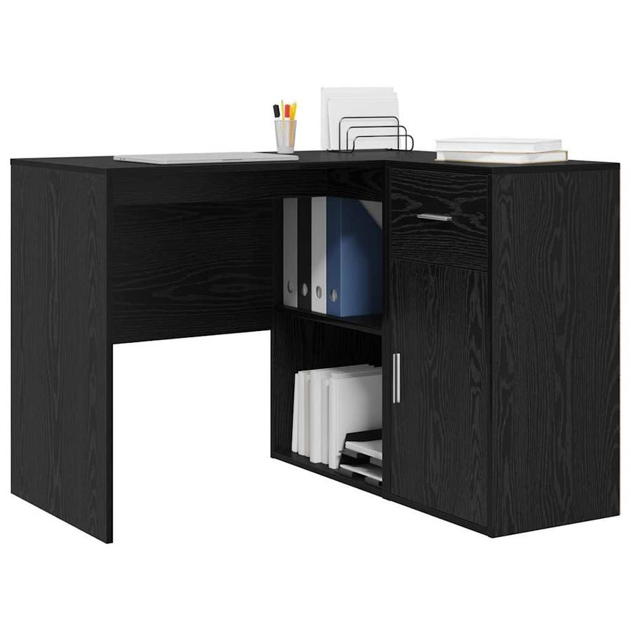 Hoekbureau met lade Zwart Eiken 102 x 88 x 75 cm
