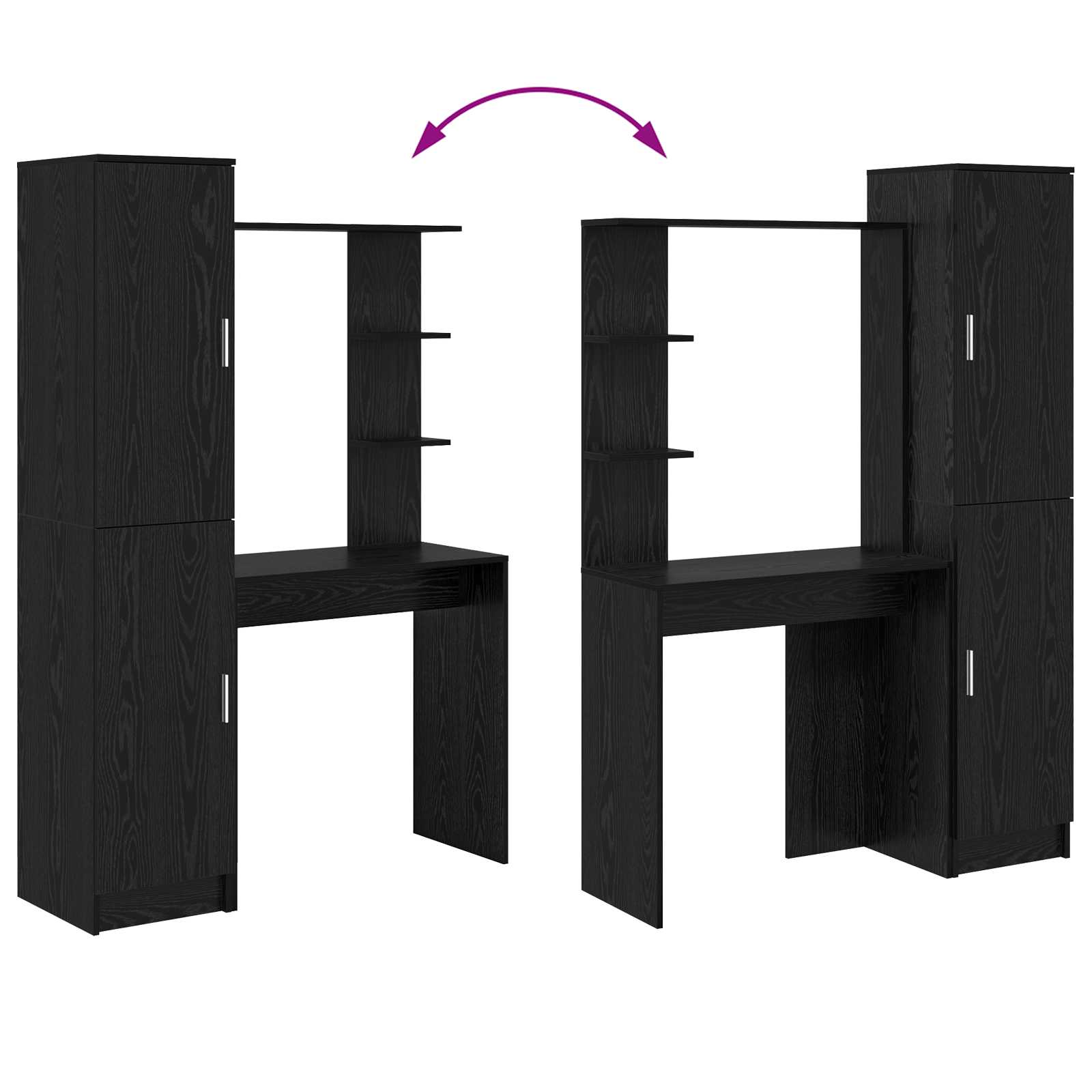 Bureau 2 pcs Zwart Eiken