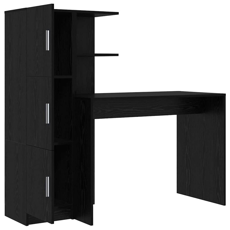 Bureau 2 pcs Zwart Eiken