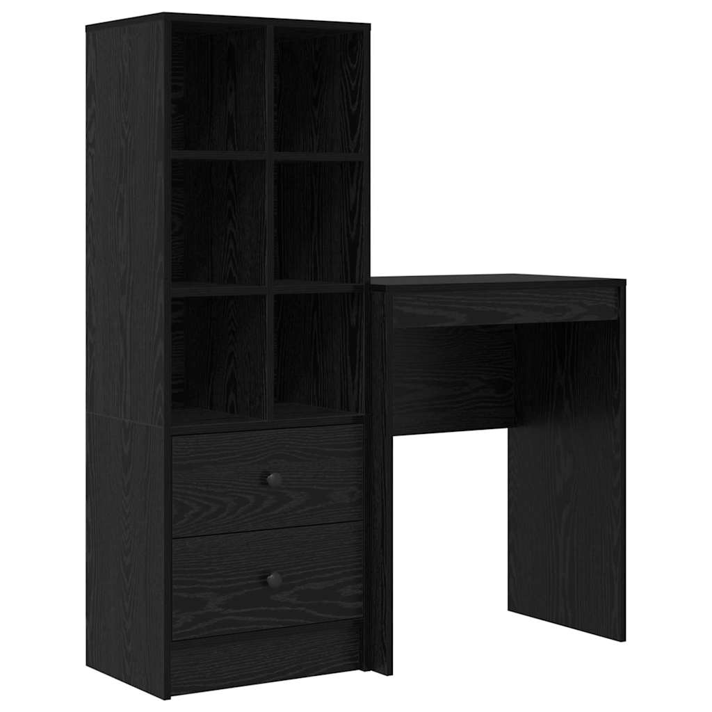 Bureau met lade 2 pcs Zwart Eiken