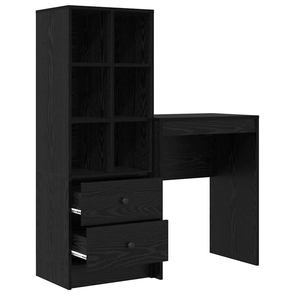 Bureau met lade 2 pcs Zwart Eiken