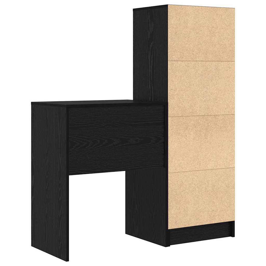 Bureau met lade 2 pcs Zwart Eiken