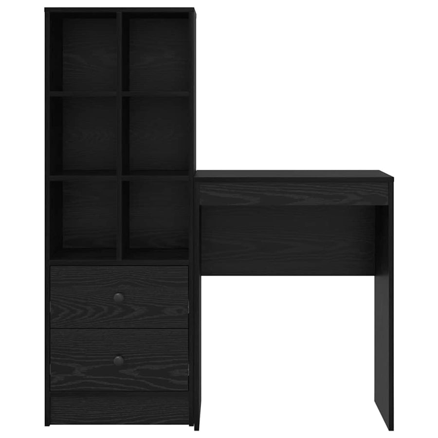 Bureau met lade 2 pcs Zwart Eiken