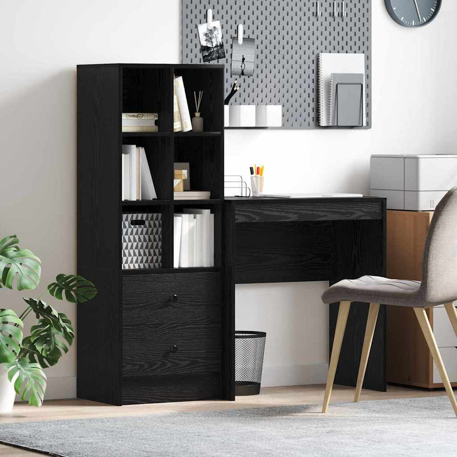 Bureau met lade 2 pcs Zwart Eiken