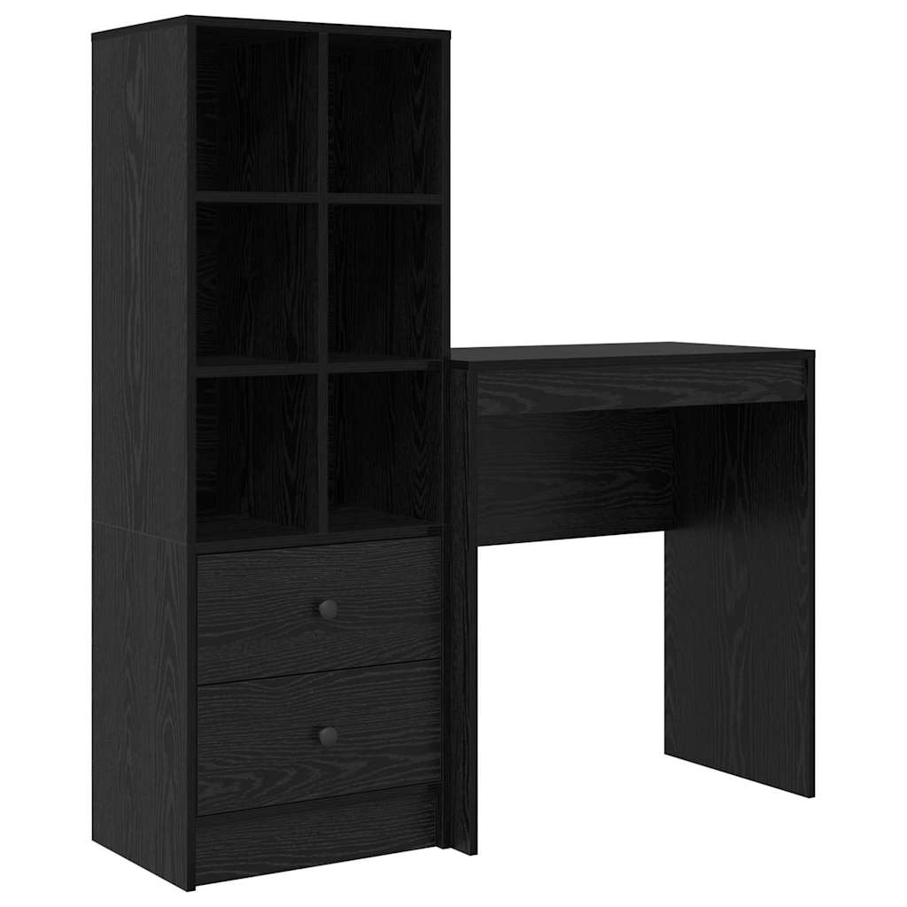 Bureau met lade 2 pcs Zwart Eiken