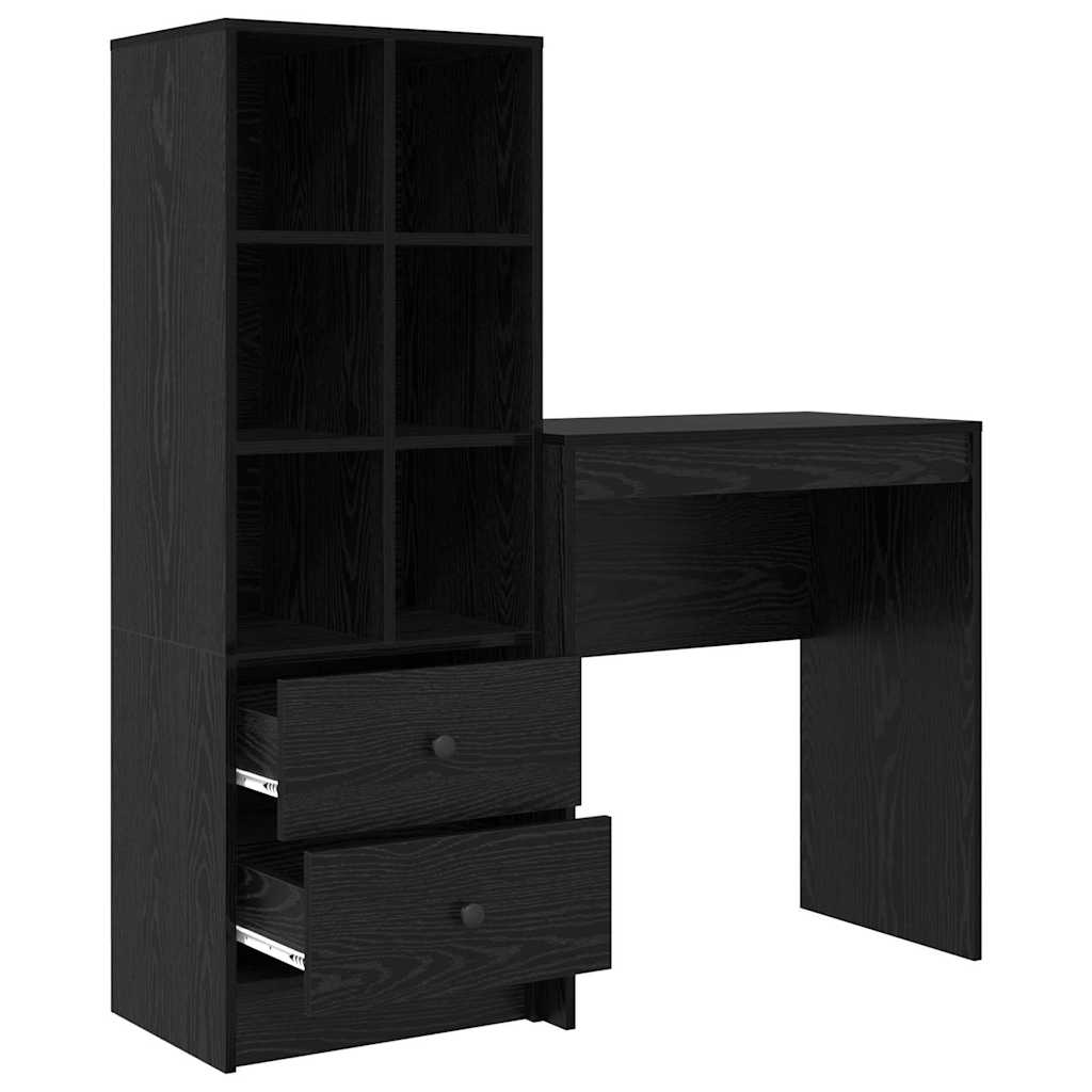 Bureau met lade 2 pcs Zwart Eiken