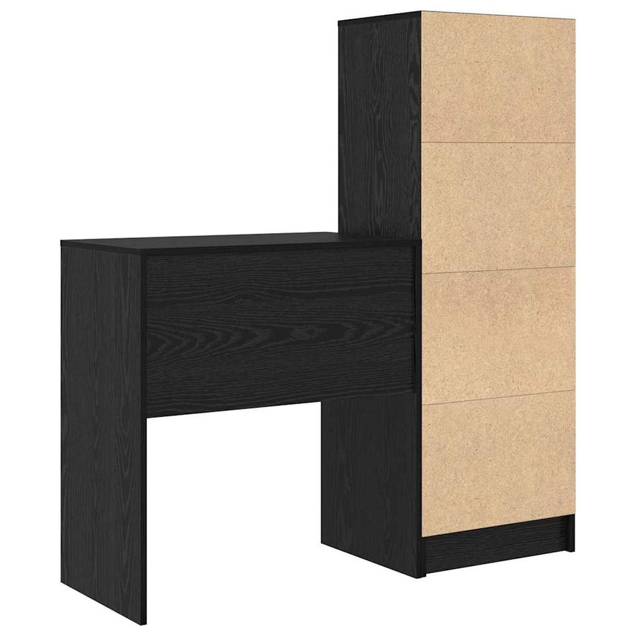 Bureau met lade 2 pcs Zwart Eiken