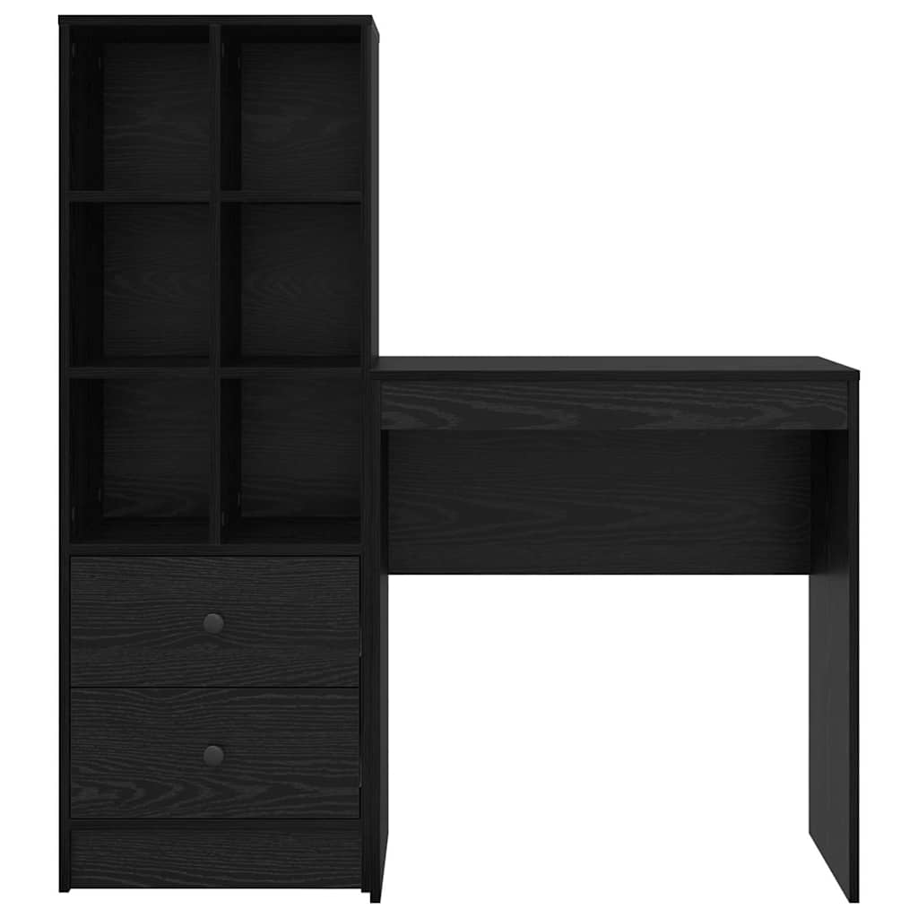 Bureau met lade 2 pcs Zwart Eiken