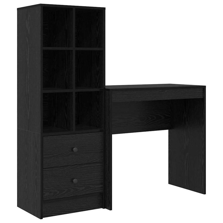 Bureau met lade 2 pcs Zwart Eiken