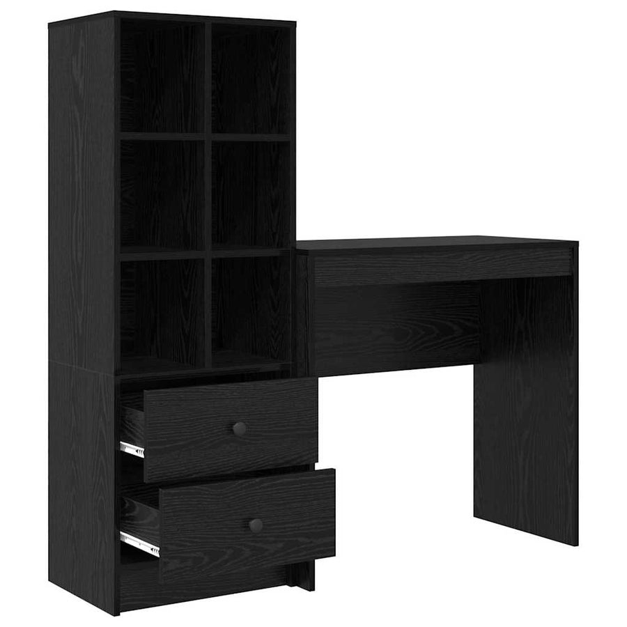 Bureau met lade 2 pcs Zwart Eiken