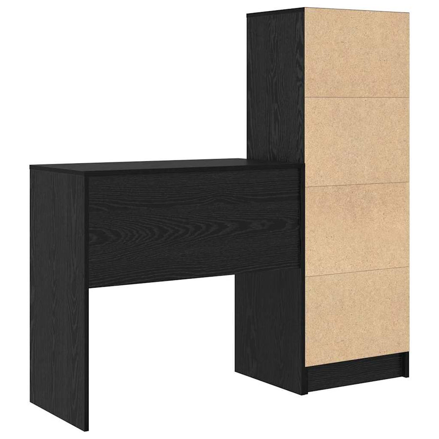 Bureau met lade 2 pcs Zwart Eiken