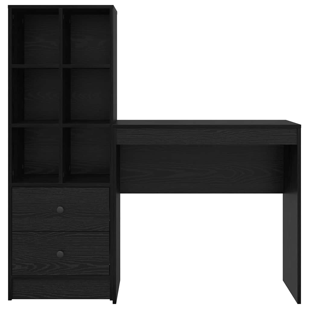Bureau met lade 2 pcs Zwart Eiken