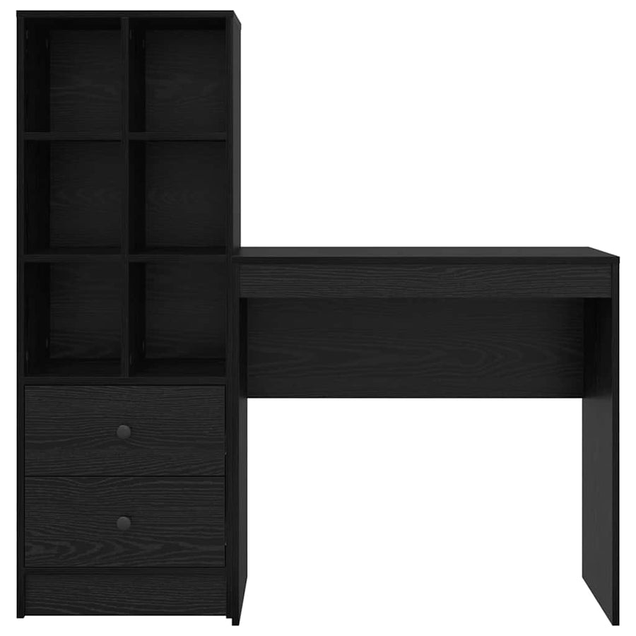 Bureau met lade 2 pcs Zwart Eiken