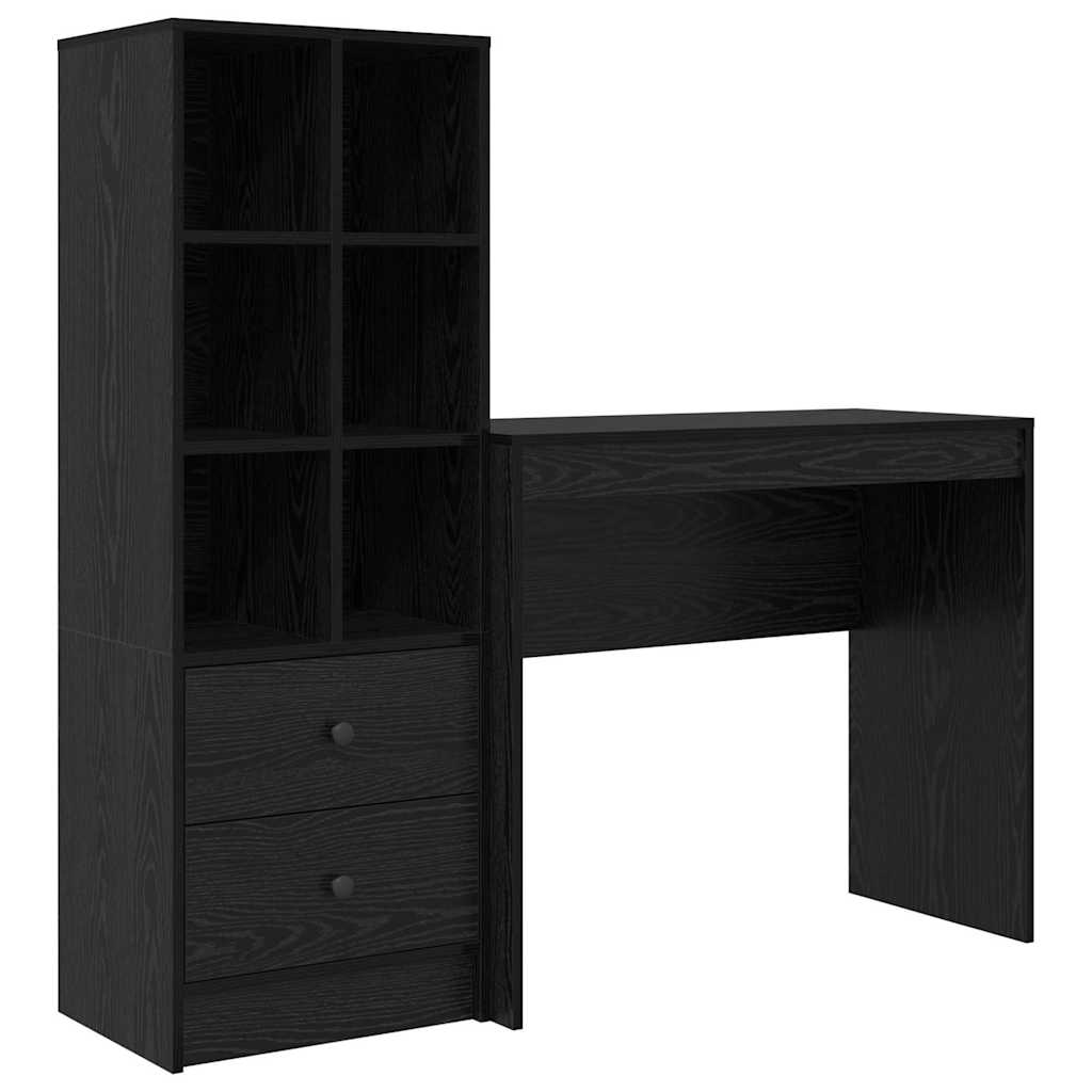 Bureau met lade 2 pcs Zwart Eiken