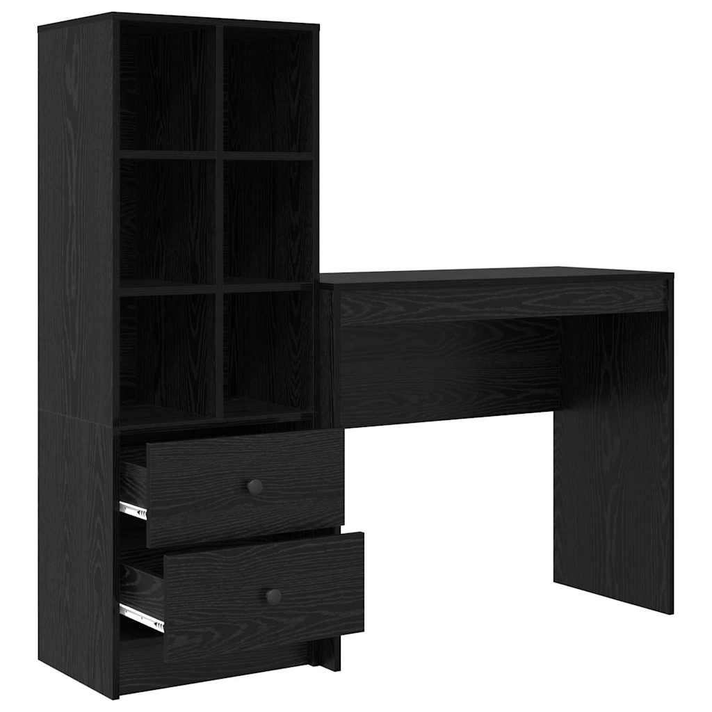 Bureau met lade 2 pcs Zwart Eiken