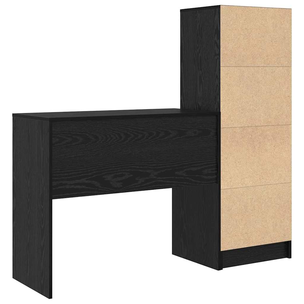 Bureau met lade 2 pcs Zwart Eiken