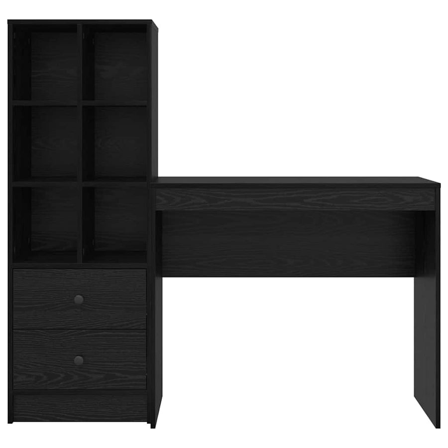 Bureau met lade 2 pcs Zwart Eiken