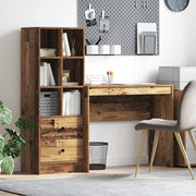 Bureau met lade 2 stuks oudhout 135x40x127 cm
