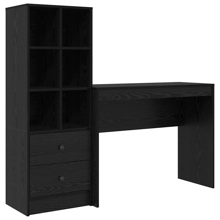 Bureau met lade 2 pcs Zwart Eiken