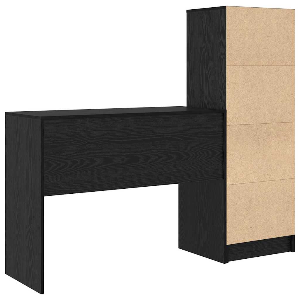 Bureau met lade 2 pcs Zwart Eiken