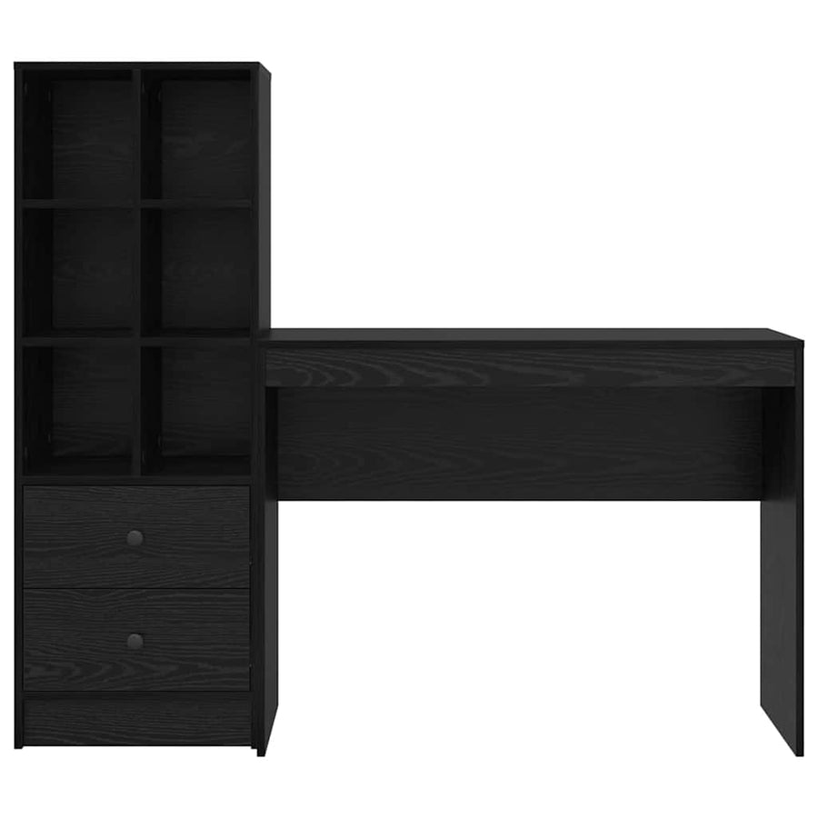 Bureau met lade 2 pcs Zwart Eiken