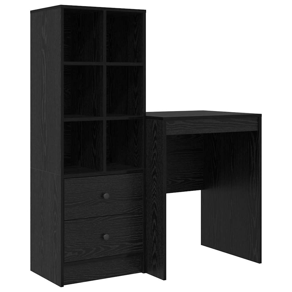 Bureau met lade 2 pcs Zwart Eiken