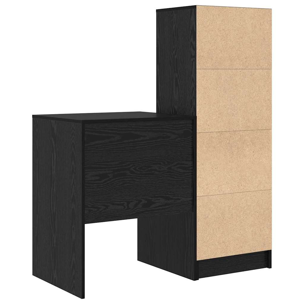 Bureau met lade 2 pcs Zwart Eiken