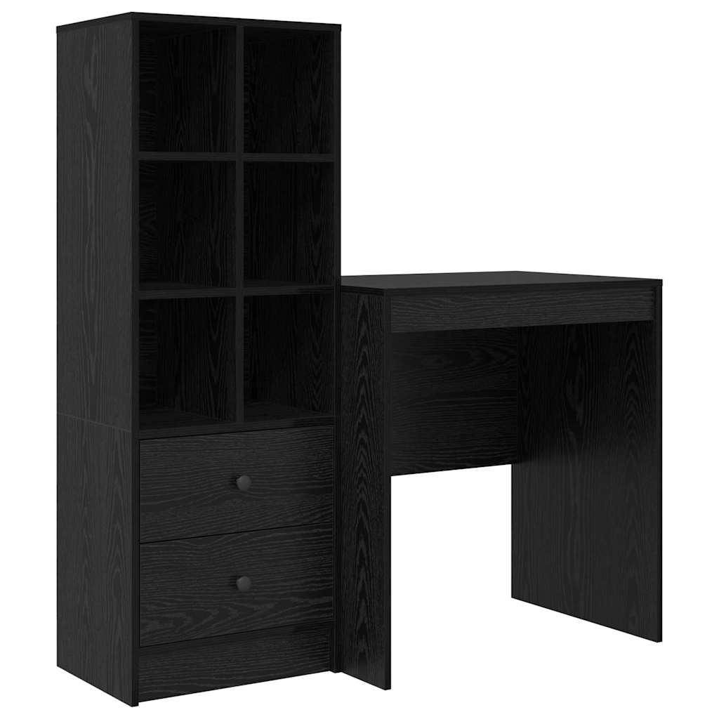 Bureau met lade 2 pcs Zwart Eiken