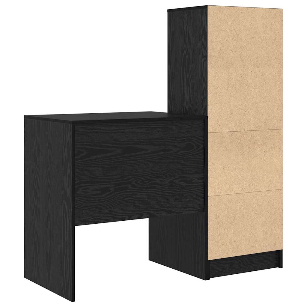Bureau met lade 2 pcs Zwart Eiken