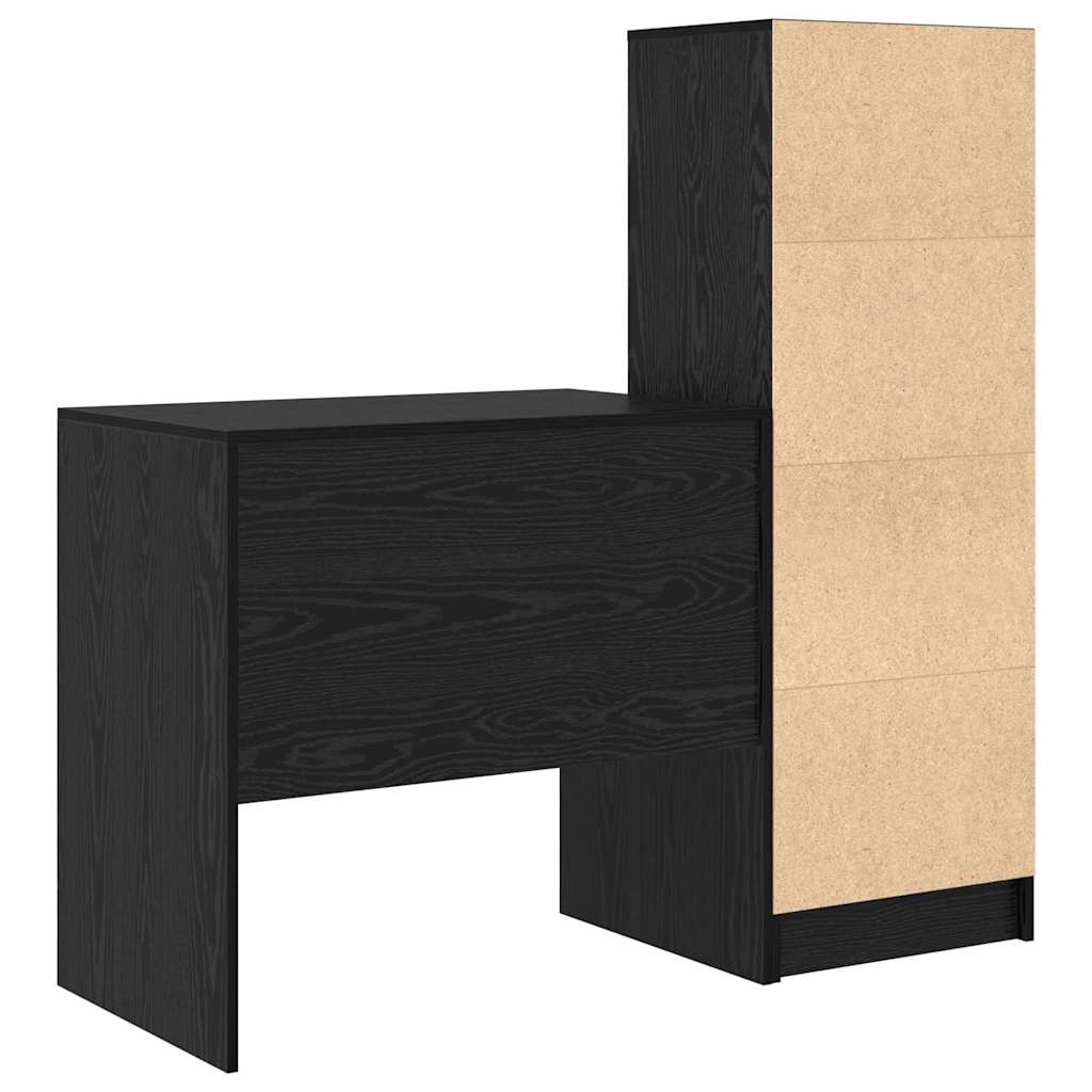 Bureau met lade 2 pcs Zwart Eiken