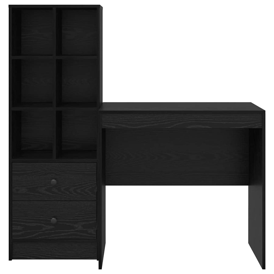 Bureau met lade 2 pcs Zwart Eiken