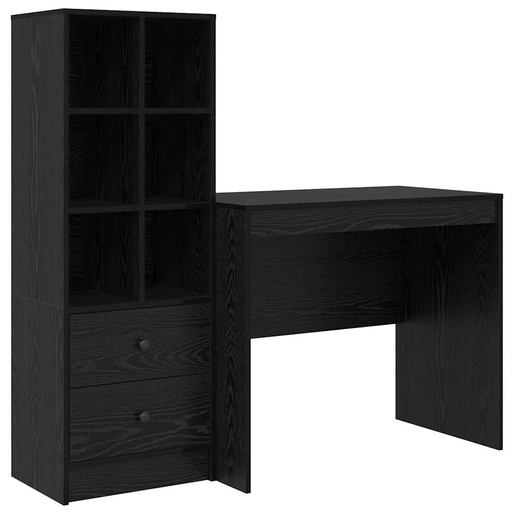 Bureau met lade 2 pcs Zwart Eiken